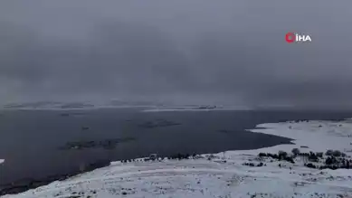 Bahçelik Barajı'nın Kış Masalı Dronla Çekildi