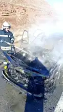 Sivas'ta Seyir Halinde Araç Yanmış!